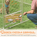 Recinto per Cani Taglia Media e Grande fino a 3 kg 400x230x150 cm Porta Ciotole Girevole Argento   