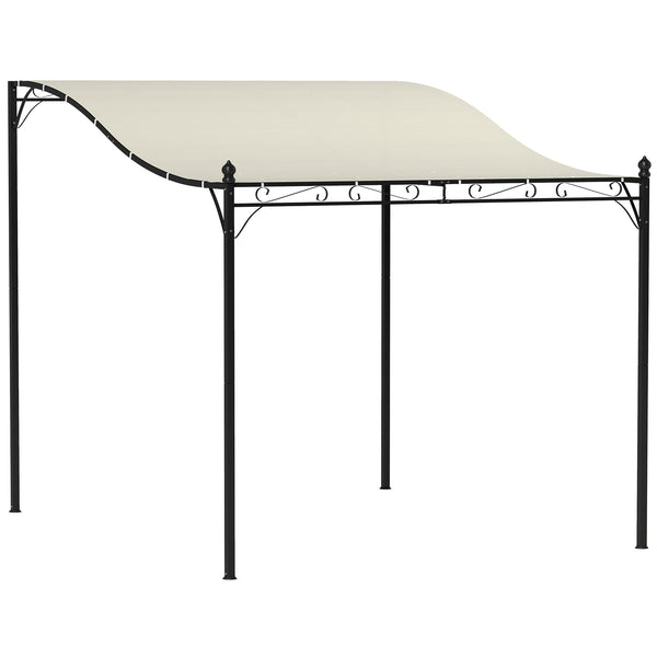 Gazebo Pergola Addossata Ricurva 248x298x200-250 cm con 16 Fori di Drenaggio Bianco Crema online
