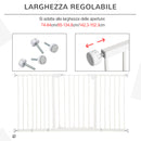 Cancelletto di Sicurezza per Animali Domestici 3 Estensioni Regolabile 74-148cm Chiusura Automatica Bianco