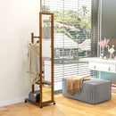 Specchio da Camera e Ingresso con Ripiano Inferiore e Binario 35,5x49,5x167,8 cm in Legno e Vetro 