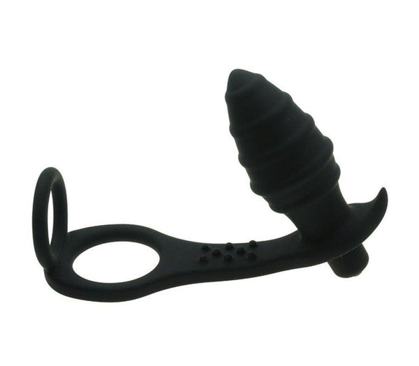 Vibromasseur anal + anneau pénien en silicone noir Forlove acquista