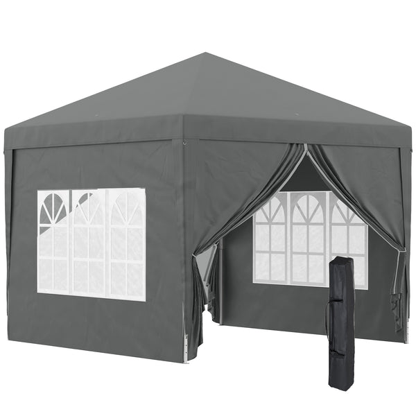 sconto Gazebo da Giardino 3x3 m Pieghevole con 4 Pannelli Laterali in Acciaio e Tessuto Oxford Grigio