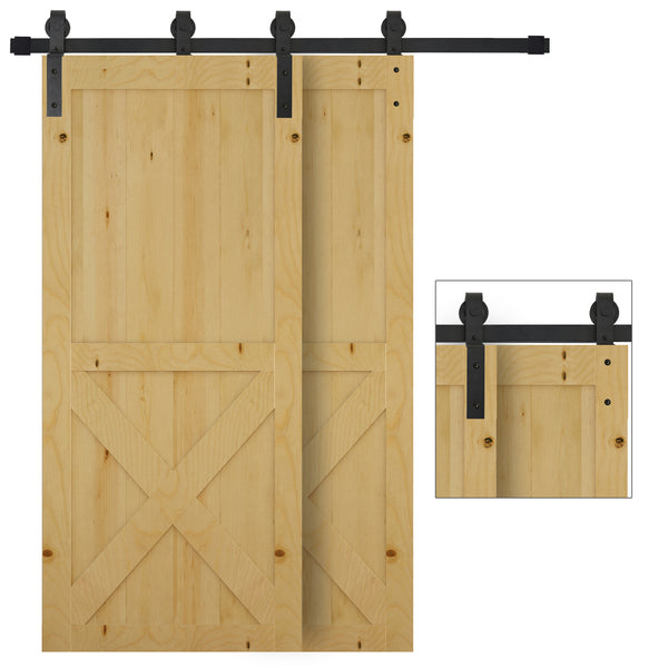 sconto Binario per Porte Scorrevoli 200x0,6x4 cm con Kit di Accessori Nero