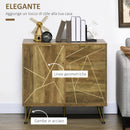 Mobiletto Multiuso 2 Ante 84x39x80,7 cm in Legno e Acciaio Bronzo