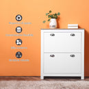 Mobile Scarpiera Slim Salvaspazio 2 Cassetti a Ribalta 12 Paia di Scarpe 79x23x90,5 cm Bianco 