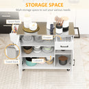 Carrello Isola da Cucina 128x45,5x91,5 cm in MDF e Acciaio Inox Bianco