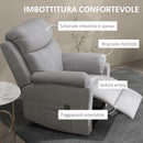 Poltrona Alzapersona Elettrica 83x89x102 cm in Poliestere effetto Lino Grigio