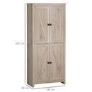 Mobile Credenza Cucina 4 Ante 80x40x182 cm in MDF color Legno