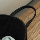 Cesto Portabiancheria Pieghevole con Manici 36L Ø38x45 cm in Cotone Naturale Nero 