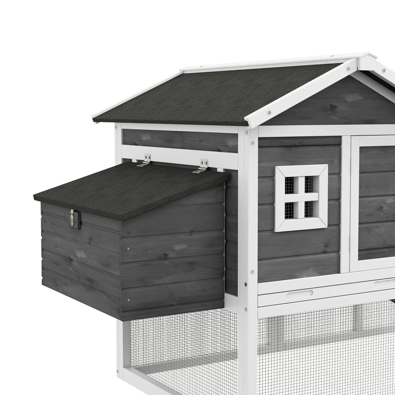 Pollaio Gabbia per Galline 178x95x100 cm in Legno con Tetto Impermeabile Grigio