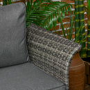 Set Salotto da Giardino Divano 2 Poltrone e Tavolino in Rattan Grigio