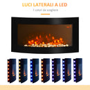 Camino Elettrico da Parete e da Incasso 1000/2000W con Luce LED RGB Nero 