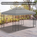 Tetto di Ricambio Impermeabile per Gazebo da Giardino 4x3m in Poliestere  Grigio