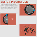 Mini Trampolino Fitness Ø102 cm Regolabile in Altezza Pieghevole con Manubrio Nero   