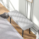 Panca Fondo Letto 100x35x45 cm in Finta Pelle Trapuntata e Gambe in Acciaio Grigio  