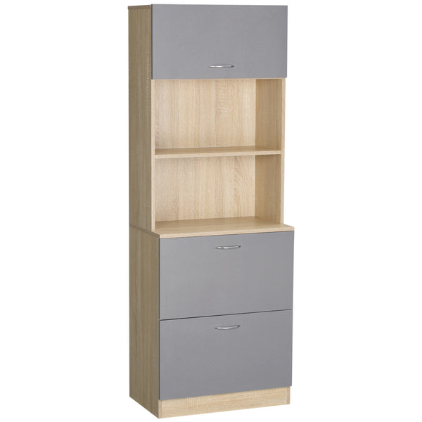 prezzo Buffet pour Cuisine 2 Tiroirs et Meuble 60x38x168 cm en Bois Gris
