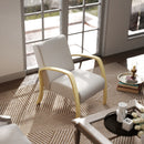 Poltrona Imbottita Stile Scandinavo in Tessuto e Legno di Betulla Grigio  