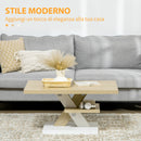 Tavolino da Caffè  90x60x45 cm con Ripiano Centrale in Legno Bianco e Legno