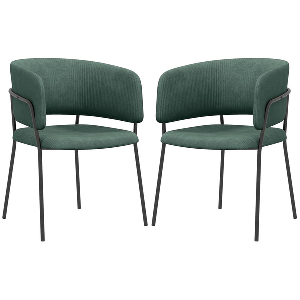 prezzo Set 2 Sedie Stile Moderno 57x53x73 cm in Velluto e Acciaio Verde