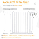 Cancelletto di Sicurezza per Animali Domestici Regolabile 75-95 cm in Acciaio e ABS Bianco 