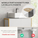 Mobile Sottolavabo da Bagno con Armadietto 2 Ante a Pressione 70x33x79,5cm in Bambù e MDF con Intaglio a U Bianco 