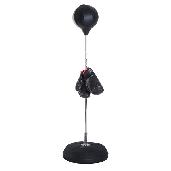 Punching Ball Sacco Boxe da Terra Altezza Regolabile 126-144 cm con Guantoni Nero acquista
