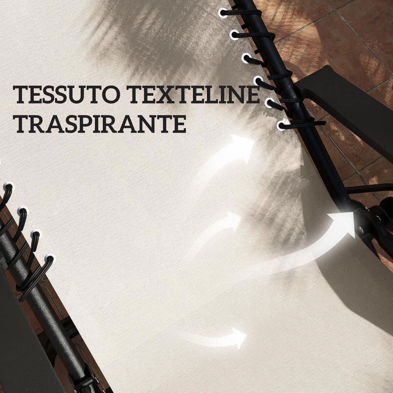 Set 2 Sedie Sdraio a Gravità Zero Pieghevoli e Tavolino Beige    