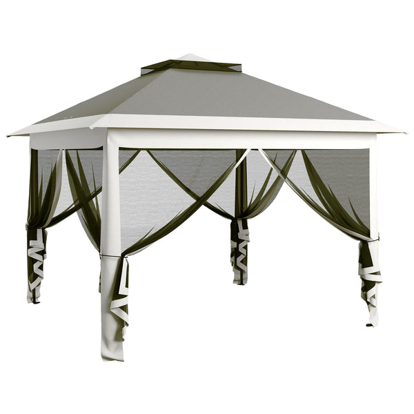 Gazebo da Giardino 330x330x280 cm Altezza Regolabile con Zanzariere in Metallo e Tessuto Oxford Grigio Scuro sconto