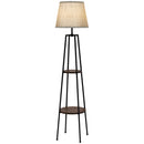 Lampada da Terra Ø42x166 cm in Metallo e MDF Nero e Marrone