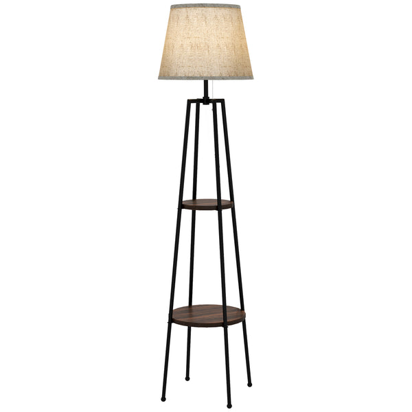 Lampada da Terra Ø42x166 cm in Metallo e MDF Nero e Marrone online
