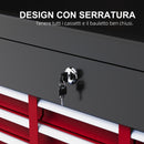 Cassetta per Attrezzi a 6 Cassetti 60x26x34 cm con Serratura in Acciaio Nero e Rosso   
