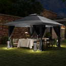 Gazebo da Giardino Pop-Up 356x356x280 cm Altezza Regolabile e Protezione UPF50+ Borsa con Ruote Grigio   