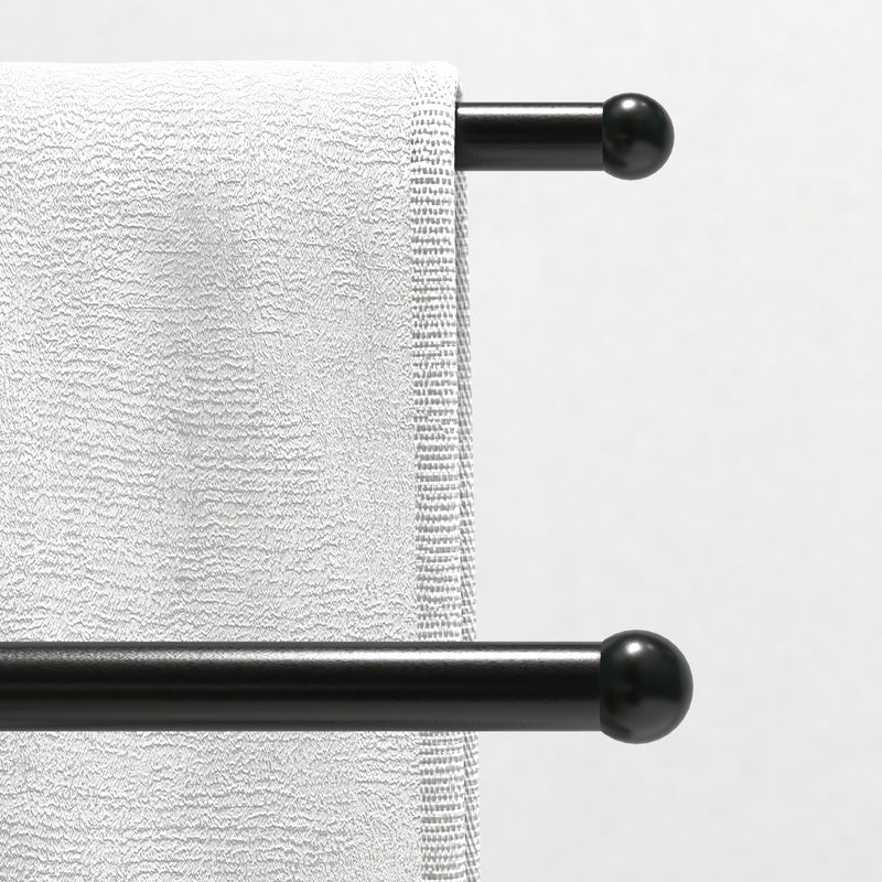 Piantana Portasciugamani da Bagno da Terra Autoportante 2 Bracci in Metallo 50x18,5x85 cm Nero