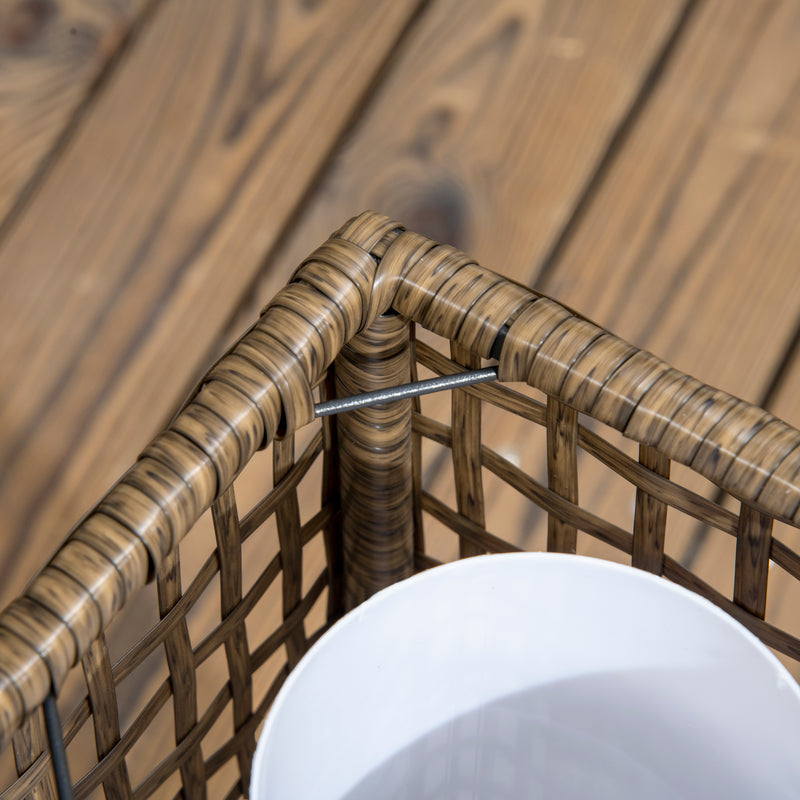 Lampada Solare da Giardino con Pannello di Ricarica 15,5x15,5x46 cm in Acciaio e Rattan Nero e Marrone