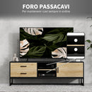 Mobile TV Max 60"" con Armadietto Cassetti e Ripiani 140x35x45 cm Legno Naturale  