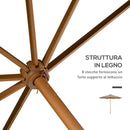 Ombrellone da Giardino Ø300x250H cm Palo in Legno e 8 Stecche Cachi  