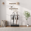 Portaombrelli 50x24x68 cm con Vaschetta per l'Acqua 21 Fori e 24 Ganci in Acciaio Nero   