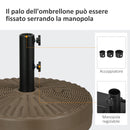 Base per Ombrellone Rotonda Ø51x36 cm con 2 Manopole Incorporate in HDPE e Acciaio Marrone e Nero  