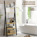 Portasciugamani da Terra Pieghevole 3 Barre e 3 Ripiani 53x31x153 cm in Bambù e Acciaio Nero