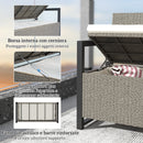 Panchina da Giardino 2 Posti 117x60x86 cm Contenitore da 151.5L in Rattan PE Crema  