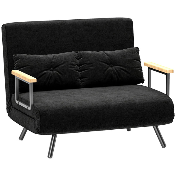 Divano Letto Schienale Regolabile 102x73x81 cm in Velluto Nero 