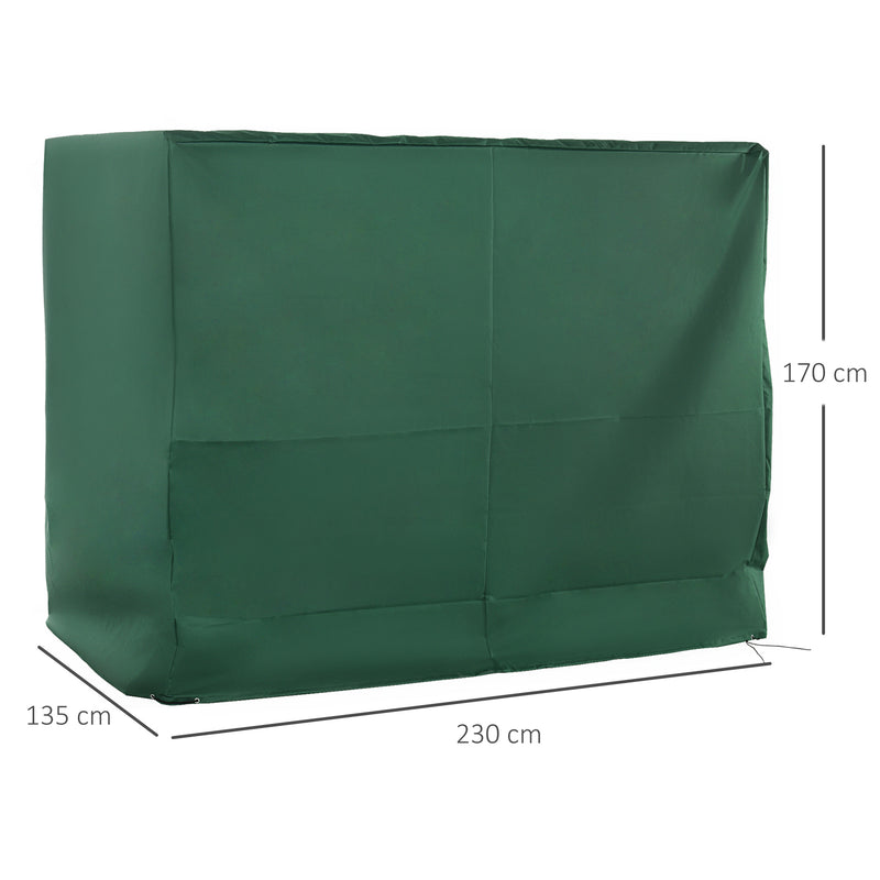 Copertura per Dondolo da Giardino a 3 Posti 240x133x185 cm Tessuto Oxford con Chiusura a Corda Verde   Verde
