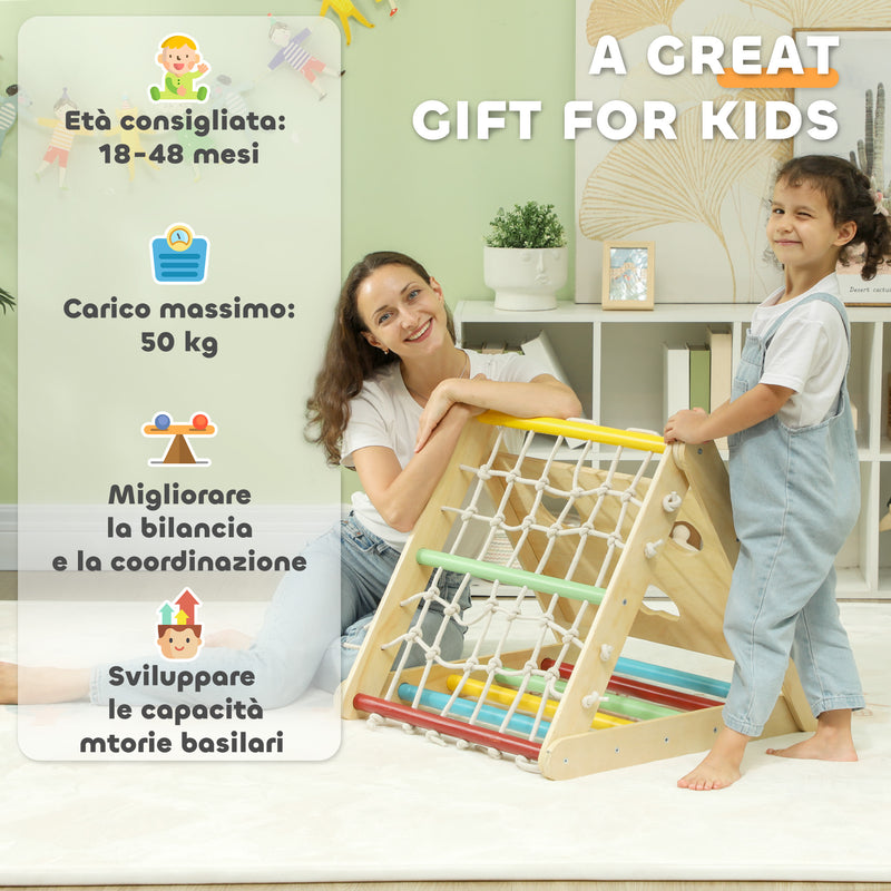 Gioco per Bambini 5 in 1 Corda Arrampicata Scivolo Sacchi e Triangolo Montessori     