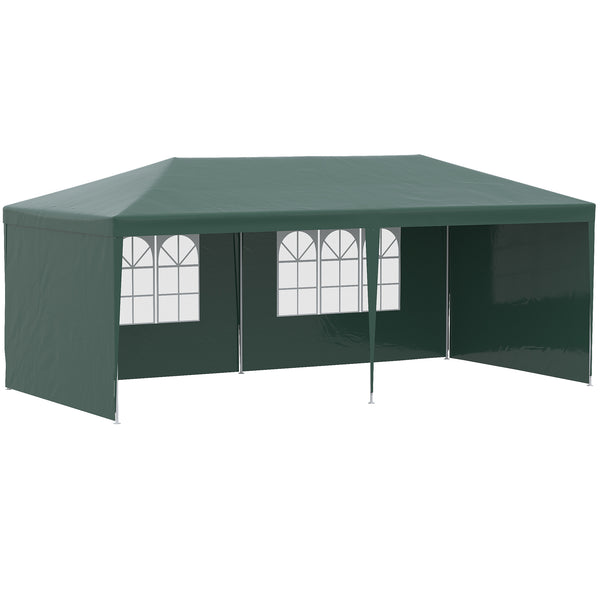 acquista Gazebo da Giardino 585x295x255 cm con Pareti Rimovibili e Finestre Trasparenti Verde