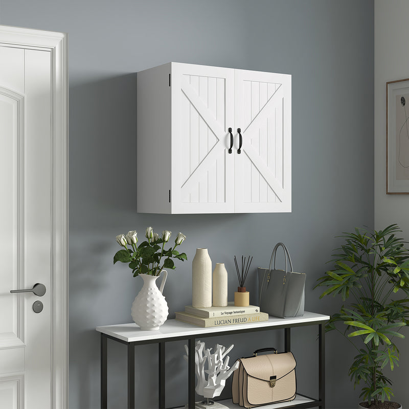 Pensile da Bagno 2 Ante 60x30x60 cm in Legno Bianco