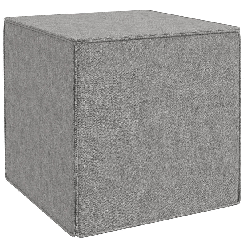 Pouf Poggiapiedi Quadrato  Rivestimento Rimovibile in Tessuto Effetto Lino 41x41x41 cm Grigio Chiaro