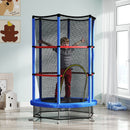 Tappeto Elastico per Bambini 3-6 Anni Ø140x190 cm con Rete di Protezione Blu e Nero   
