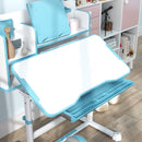 Banco Scuola per Bambini con Piano Inclinabile con Sedia Altezza Regolabile Blu 