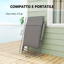 Sedia da Campeggio Pieghevole 66x58x105 cm Regolabile su 5 Livelli Grigio Chiaro   