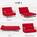 Divano Letto Schienale Regolabile 102x73x81 cm in Velluto Rosso 